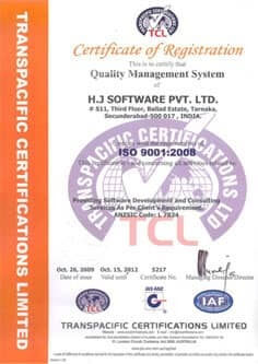 Hj software Iso Certificate